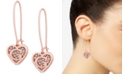 GUESS Rose Gold-Tone Pav&eacute; Heart Logo Drop Earrings